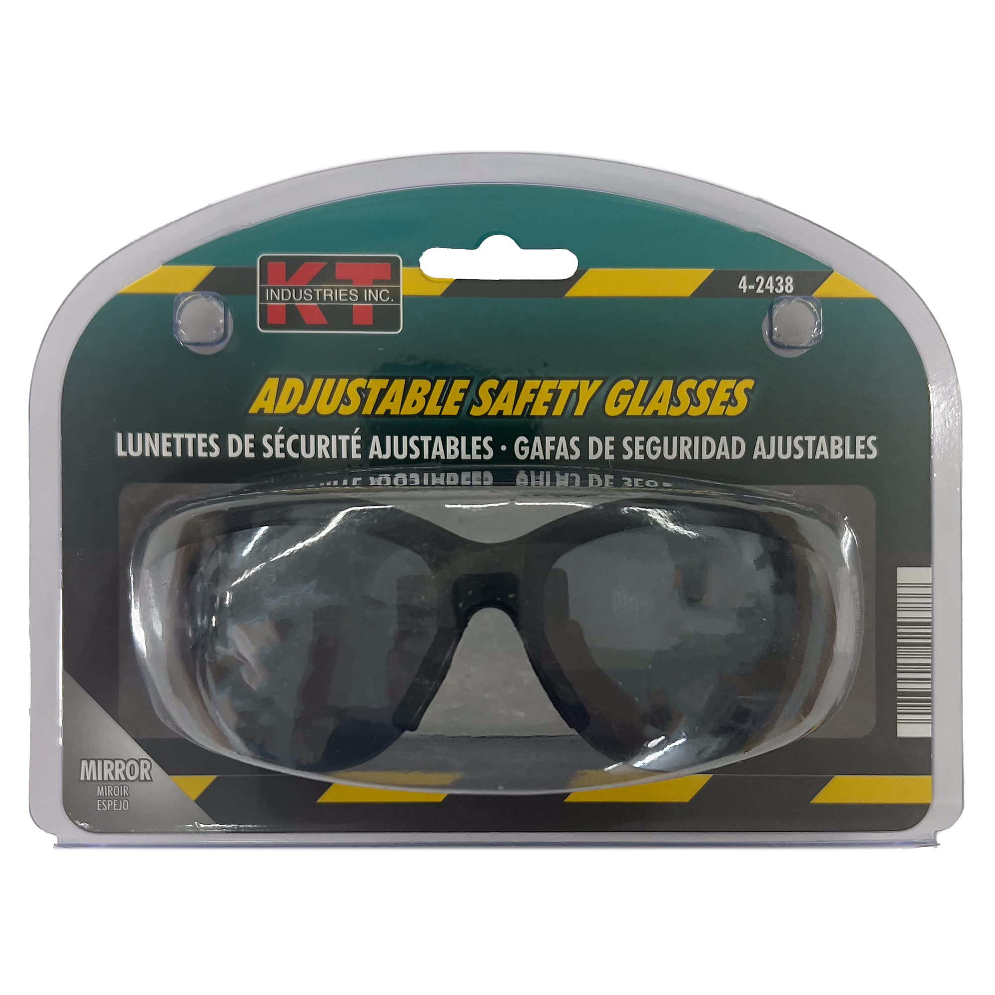 K-T Industries Ultra Fashion Safety Glasses — Silver Mirror, Polycarbonate Lens, Adjustable, Model# 4-2438